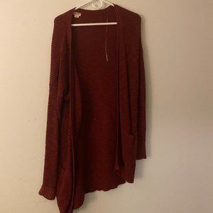 Dark Red Long Soft Winter Cardigan